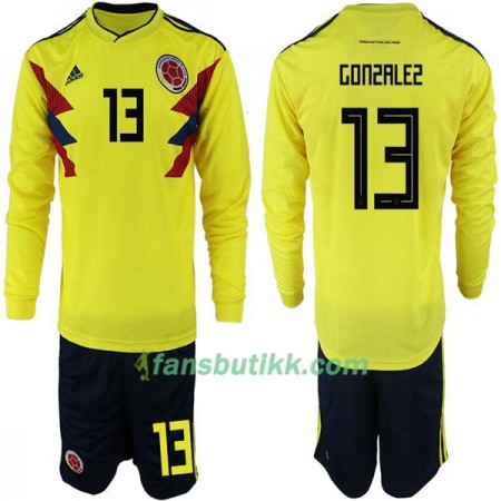 Fotball-VM 2018 Colombia drakt Gonzalez 13 Barn Hjemmetrøye Langermet